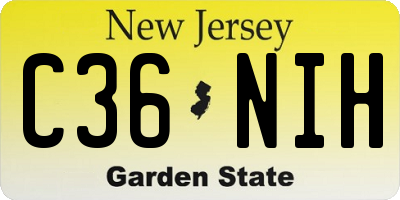 NJ license plate C36NIH