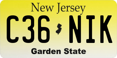 NJ license plate C36NIK