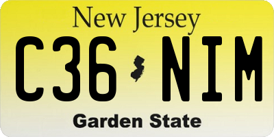 NJ license plate C36NIM