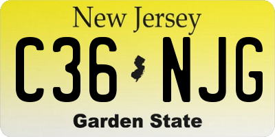 NJ license plate C36NJG