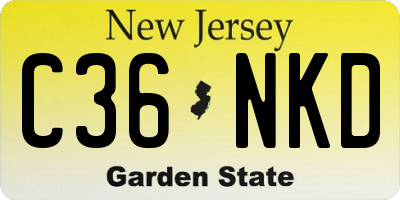 NJ license plate C36NKD
