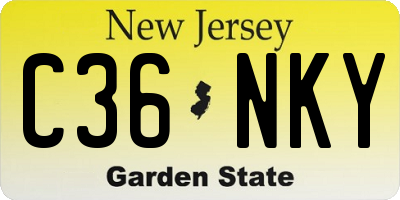 NJ license plate C36NKY