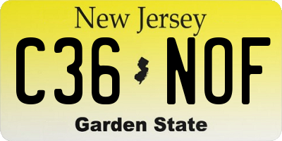 NJ license plate C36NOF