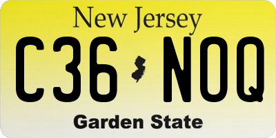 NJ license plate C36NOQ