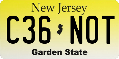 NJ license plate C36NOT