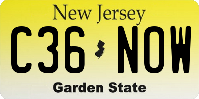 NJ license plate C36NOW