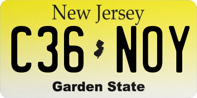 NJ license plate C36NOY