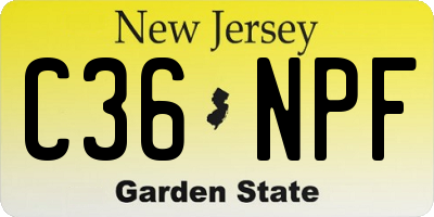 NJ license plate C36NPF