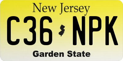 NJ license plate C36NPK