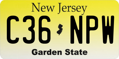 NJ license plate C36NPW