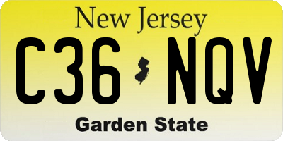 NJ license plate C36NQV
