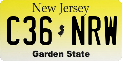 NJ license plate C36NRW