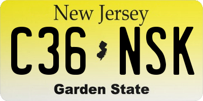 NJ license plate C36NSK