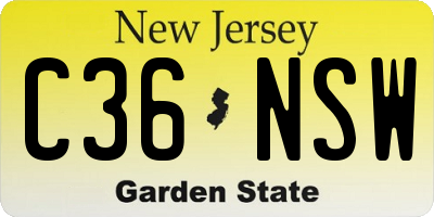 NJ license plate C36NSW