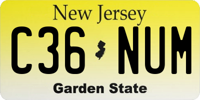 NJ license plate C36NUM