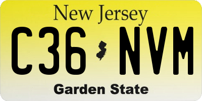 NJ license plate C36NVM