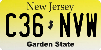 NJ license plate C36NVW