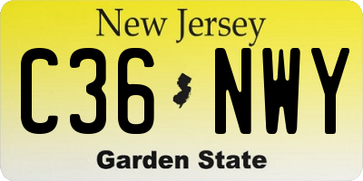 NJ license plate C36NWY