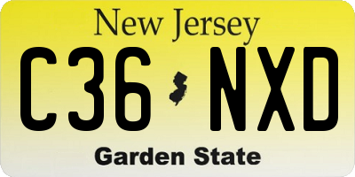 NJ license plate C36NXD