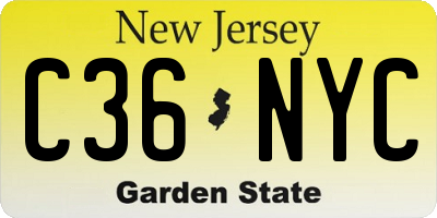 NJ license plate C36NYC