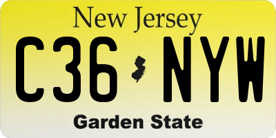 NJ license plate C36NYW
