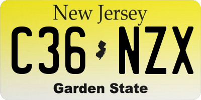 NJ license plate C36NZX