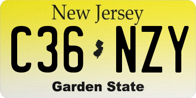 NJ license plate C36NZY