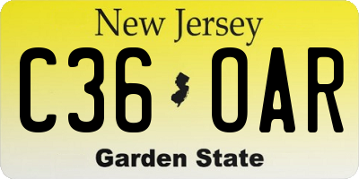 NJ license plate C36OAR
