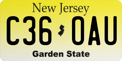 NJ license plate C36OAU