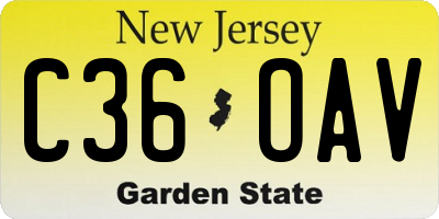 NJ license plate C36OAV
