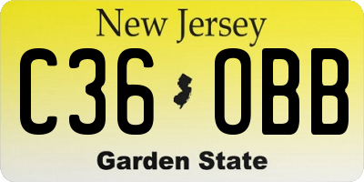 NJ license plate C36OBB