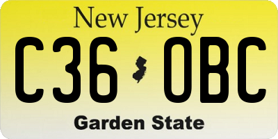 NJ license plate C36OBC