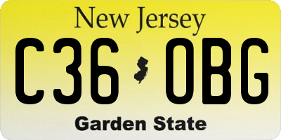NJ license plate C36OBG