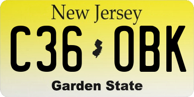 NJ license plate C36OBK
