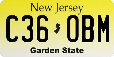 NJ license plate C36OBM