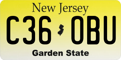 NJ license plate C36OBU