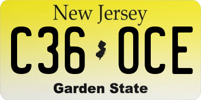 NJ license plate C36OCE