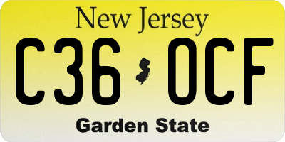 NJ license plate C36OCF