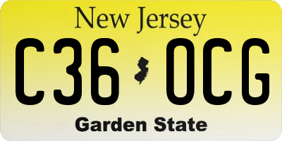 NJ license plate C36OCG