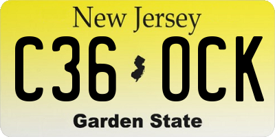 NJ license plate C36OCK