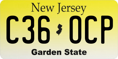 NJ license plate C36OCP