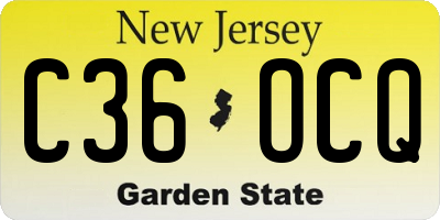 NJ license plate C36OCQ