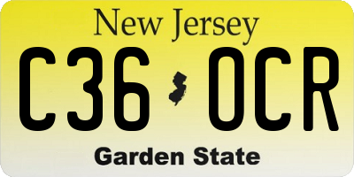 NJ license plate C36OCR