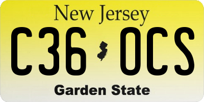 NJ license plate C36OCS