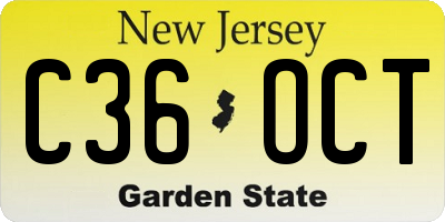 NJ license plate C36OCT