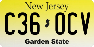 NJ license plate C36OCV