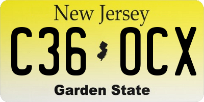 NJ license plate C36OCX