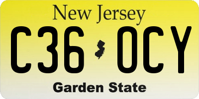 NJ license plate C36OCY