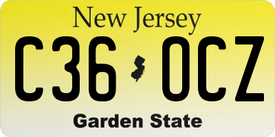 NJ license plate C36OCZ