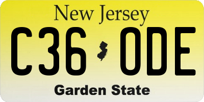 NJ license plate C36ODE